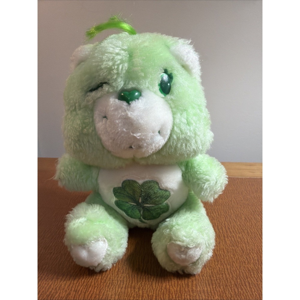 6" Vintage 1983 Goodluck Green Mini Care Bear Stuffed Animal Plush Toy Kenner